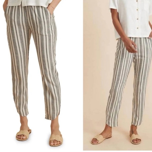 🎁HP🎁 Marine Layer Allison Pant White/Navy Strips Front Pockets Regular Large EUC - Picture 5 of 15
